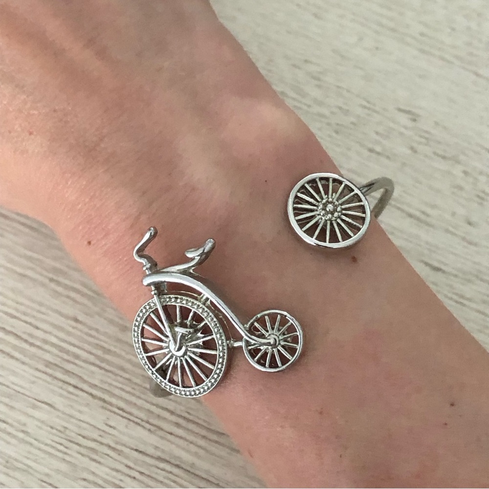 Fashion Silver Bicycle Cuff Bracelet